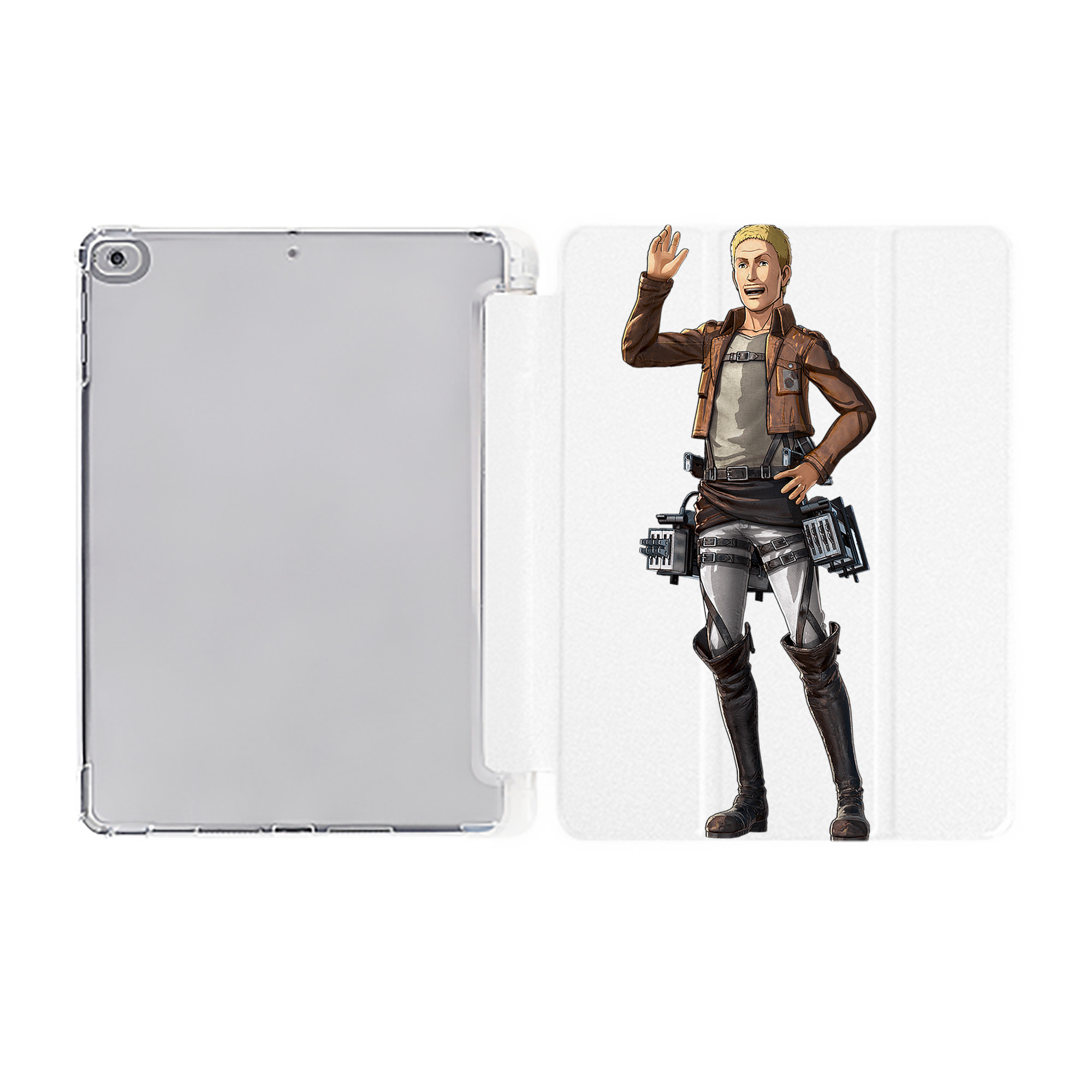 （画像用） 進撃の巨人 ハンネス Attack on Titan Hannes IPad ケース ペン収納付き 三つ折りスタンド PUレザー×シリコン 対応機種9.5/10.5/10.9インチ